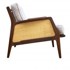 Ib Kofod Larsen Mid Century Danish Modern Lounge Chair by IB Kofod Larsen in Walnut Rafia - 2058977