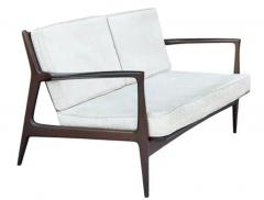 Ib Kofod Larsen Mid Century Modern Danish Walnut Sofa Love Seat or Settee by Kofod Larsen Selig - 3992445
