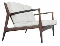 Ib Kofod Larsen Mid Century Modern Danish Walnut Sofa Love Seat or Settee by Kofod Larsen Selig - 3992461