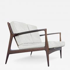 Ib Kofod Larsen Mid Century Modern Danish Walnut Sofa Love Seat or Settee by Kofod Larsen Selig - 3993529