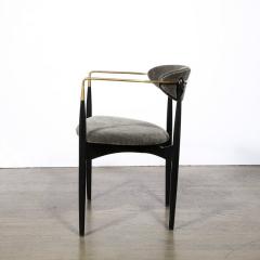 Ib Kofod Larsen Mid Century Modernist Chair in Walnut with Brass Arms by Kofod Larsen - 3352258