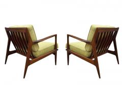 Ib Kofod Larsen Pair of Mid Century Danish Modern IB Kofod Larsen Lounge Chairs in Walnut - 2059042