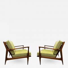 Ib Kofod Larsen Pair of Mid Century Danish Modern IB Kofod Larsen Lounge Chairs in Walnut - 2064758