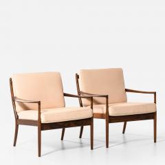 Ib Kofod Larsen Pair of Sams Easy Chairs in Rosewood Leather by Ib Kofod Larsen 1950s - 4615577