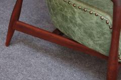Ib Kofod Larsen Pair of Scandinavian Modern Sculptural Walnut and Leather Petite Lounge Chairs - 4181417
