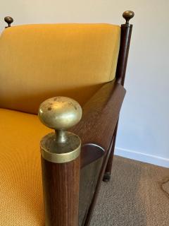 Ib Kofod Larsen Rare Pair of Ib Kofod Larsen King Solomon Armchairs w Decorative Brass Relief - 4641422