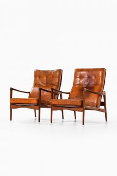 Ib Kofod Larsen Set of 2 Easy Chairs in Leather and Teak by Ib Kofod Larsen 1950s - 4486902