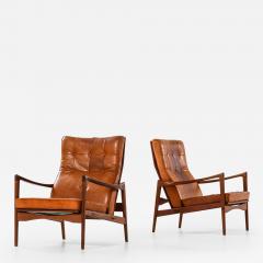 Ib Kofod Larsen Set of 2 Easy Chairs in Leather and Teak by Ib Kofod Larsen 1950s - 4491173