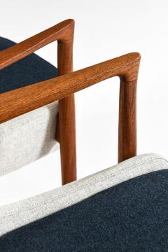Ib Kofod Larsen Set of 2 Easy Chairs in Wool and Teak by Ib Kofod Larsen 1950s - 4507733