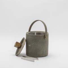 Ice Bucket in Grey Shagreen with Bronze Patina Brass Details by KIFU Paris - 4208477