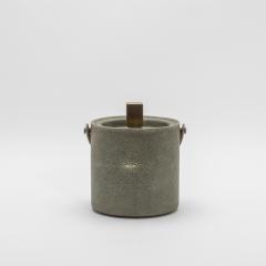 Ice Bucket in Grey Shagreen with Bronze Patina Brass Details by KIFU Paris - 4208480