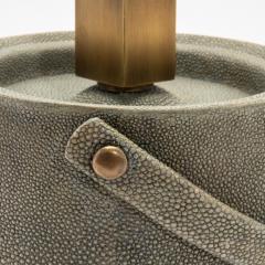 Ice Bucket in Grey Shagreen with Bronze Patina Brass Details by KIFU Paris - 4208481