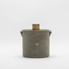 Ice Bucket in Grey Shagreen with Bronze Patina Brass Details by KIFU Paris - 4208501
