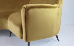 Ico Luisa Parisi Rare Ico Luisa Parisi Large Gold Yellow Velvet Curved Sofa by Isa circa 1952 - 1907053