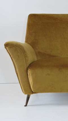 Ico Luisa Parisi Rare Ico Luisa Parisi Large Gold Yellow Velvet Curved Sofa by Isa circa 1952 - 1907054