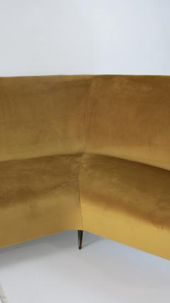 Ico Luisa Parisi Rare Ico Luisa Parisi Large Gold Yellow Velvet Curved Sofa by Isa circa 1952 - 1907056