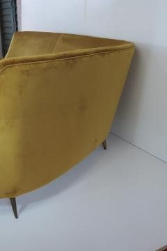 Ico Luisa Parisi Rare Ico Luisa Parisi Large Gold Yellow Velvet Curved Sofa by Isa circa 1952 - 1907071