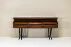 Ico Parisi Elegant Console in the Style of Parisi Veneered in Mahogany with Brass Elements - 3949305