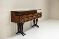 Ico Parisi Elegant Console in the Style of Parisi Veneered in Mahogany with Brass Elements - 3949308