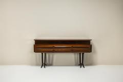 Ico Parisi Elegant Console in the Style of Parisi Veneered in Mahogany with Brass Elements - 3949313