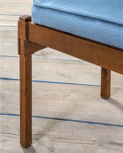 Ico Parisi Ico Parisi Bench with Wooden Structure and Fabric Seating Blue - 2606390