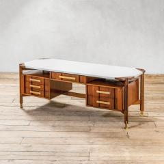 Ico Parisi Ico Parisi Big Desk in Wood with White Cloth covered Top 60s - 3073317