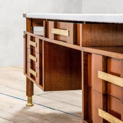 Ico Parisi Ico Parisi Big Desk in Wood with White Cloth covered Top 60s - 3073319