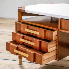 Ico Parisi Ico Parisi Big Desk in Wood with White Cloth covered Top 60s - 3073321