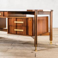 Ico Parisi Ico Parisi Big Desk in Wood with White Cloth covered Top 60s - 3073324