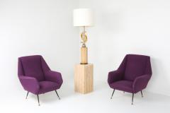 Ico Parisi Ico Parisi Easy Chairs with Purple Upholstery 1950s - 1226160