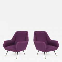 Ico Parisi Ico Parisi Easy Chairs with Purple Upholstery 1950s - 1226688