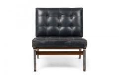 Ico Parisi Ico Parisi Mid Century Italian Metal Black Leather Upholstered Slipper Chair - 4274182