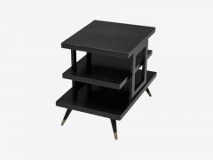 Ico Parisi Ico Parisi Style Ebonized Wood Brass Sculptural Side Table Europe 1950s - 4567121