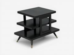 Ico Parisi Ico Parisi Style Ebonized Wood Brass Sculptural Side Table Europe 1950s - 4567122