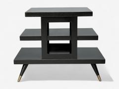 Ico Parisi Ico Parisi Style Ebonized Wood Brass Sculptural Side Tables Europe 1950s - 4410131