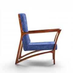 Ico Parisi Ico Parisi Style Mid Century Italian Sculpted Mahogany Lounge Chairs Pair - 4576107