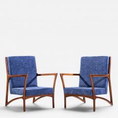 Ico Parisi Ico Parisi Style Mid Century Italian Sculpted Mahogany Lounge Chairs Pair - 4576143