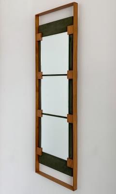 Ico Parisi Ico Parisi Teak and Green Suede Wall Mirror - 1020418