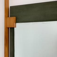 Ico Parisi Ico Parisi Teak and Green Suede Wall Mirror - 1020425