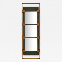 Ico Parisi Ico Parisi Teak and Green Suede Wall Mirror - 1022434