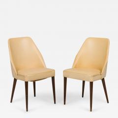 Ico Parisi Ico Parisi for Singer and Sons Mid Century Beige Leather Side Game Chairs - 2788817