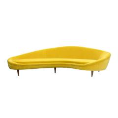 Ico Parisi In The Style Of Ico Parisi Yellow Cotton Velvet Italian Curved Sofa - 1797356