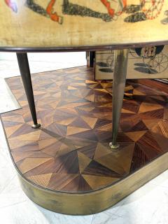 Ico Parisi Italian Bar Cabinet with Reverse Painted Panels and Marble Top - 4323508