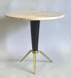 Ico Parisi Italian Mid Century Round Coffee Side Table in Brass Marble Attr Ico Parisi - 3779381