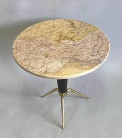 Ico Parisi Italian Mid Century Round Coffee Side Table in Brass Marble Attr Ico Parisi - 3779383