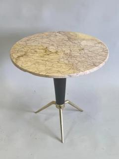 Ico Parisi Italian Mid Century Round Coffee Side Table in Brass Marble Attr Ico Parisi - 3779400