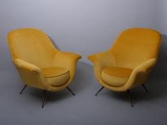 Ico Parisi Italian mid century armchairs upholstered in a silk mohair velvet - 3391430