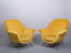 Ico Parisi Italian mid century armchairs upholstered in a silk mohair velvet - 3391431