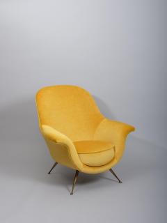 Ico Parisi Italian mid century armchairs upholstered in a silk mohair velvet - 3391447