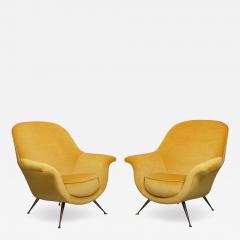 Ico Parisi Italian mid century armchairs upholstered in a silk mohair velvet - 3392142
